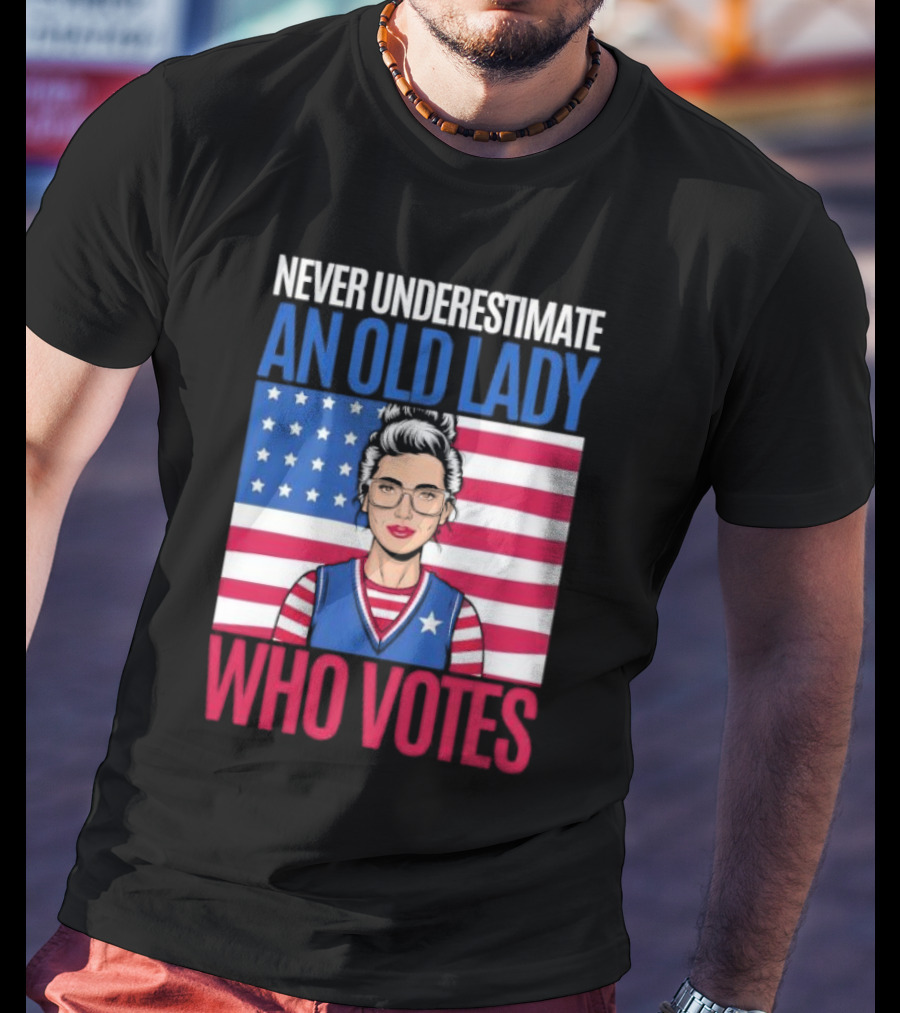 Never Underestimate An Old Lady Who Votes US Flag Iconic T-Shirt