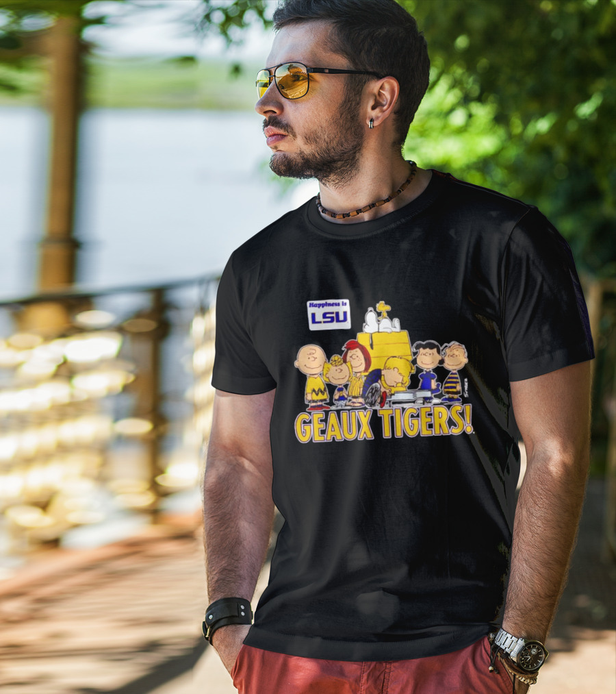 Happiness Is LSU Peanuts Characters Geaux Tigers T-Shirt