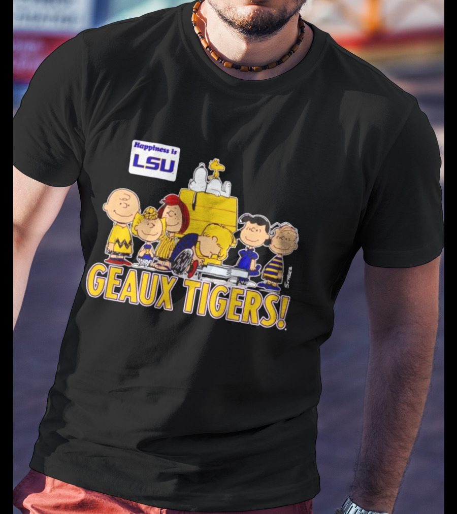 Happiness Is LSU Peanuts Characters Geaux Tigers T-Shirt