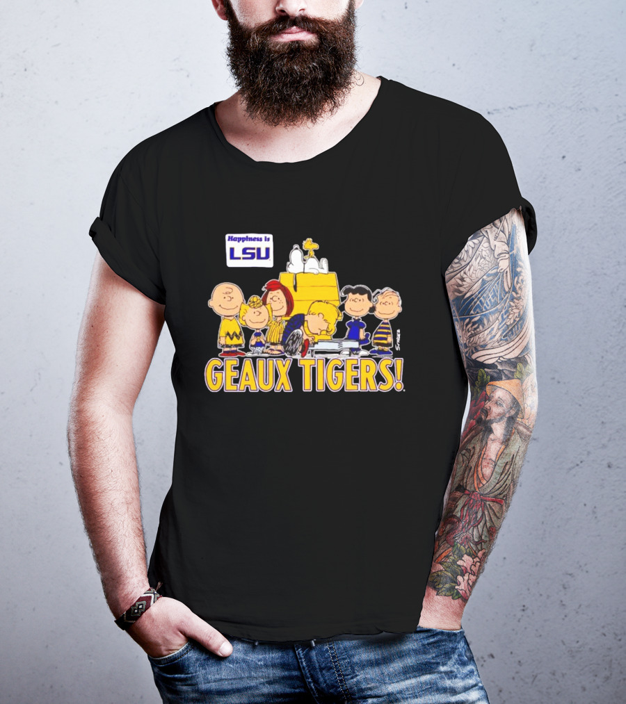 Happiness Is LSU Peanuts Characters Geaux Tigers T-Shirt