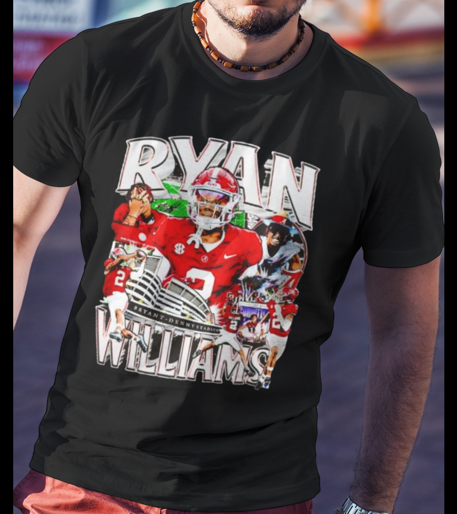 Ryan Williams Alabama Crimson Tide Bryant Denny Stadium Vintage Football Collage T-Shirt