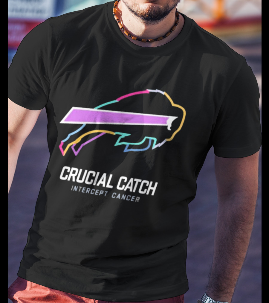 Buffalo Bills NFL Rainbow Logo Crucial Catch Intercept Cancer Initiative T-Shirt