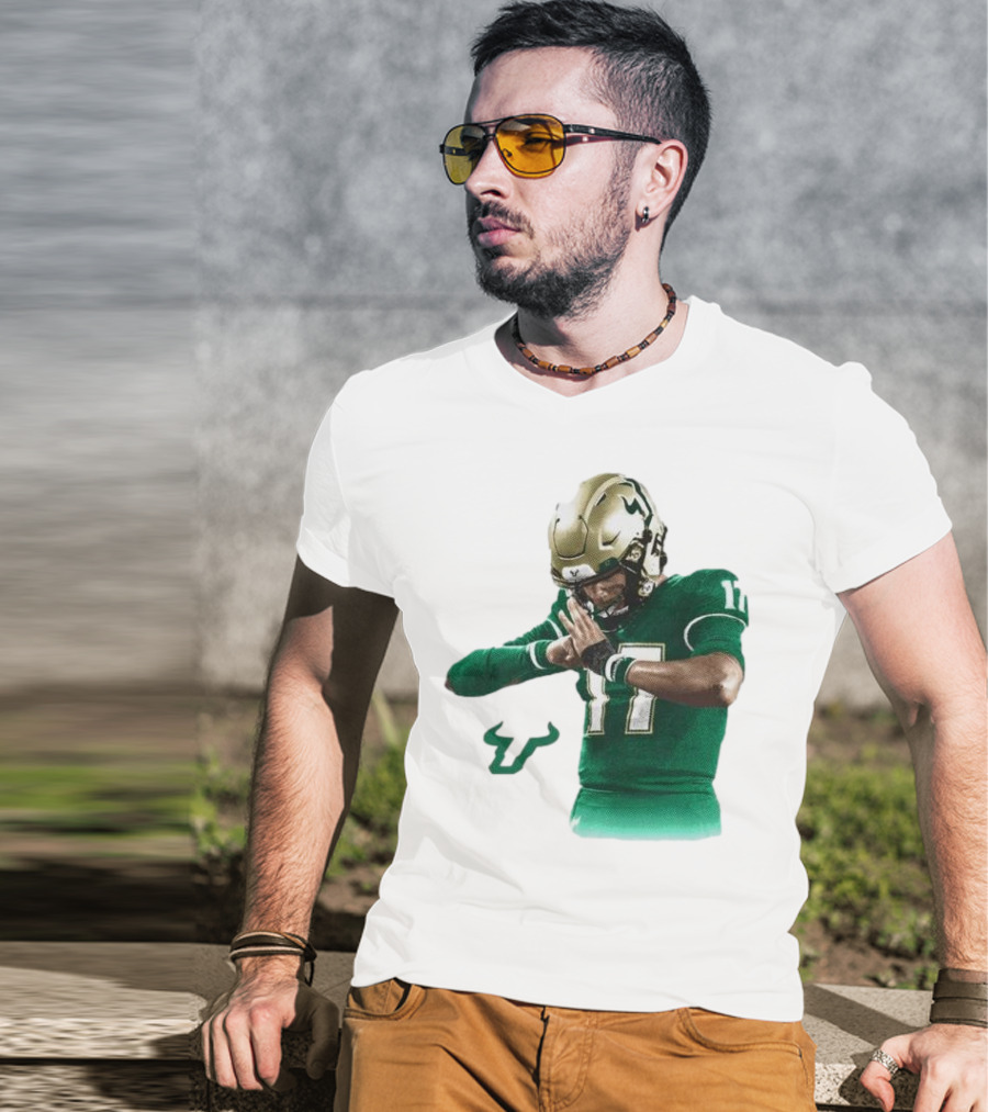 Byrum Brown South Florida Bulls Football 17 Green Jersey T-Shirt