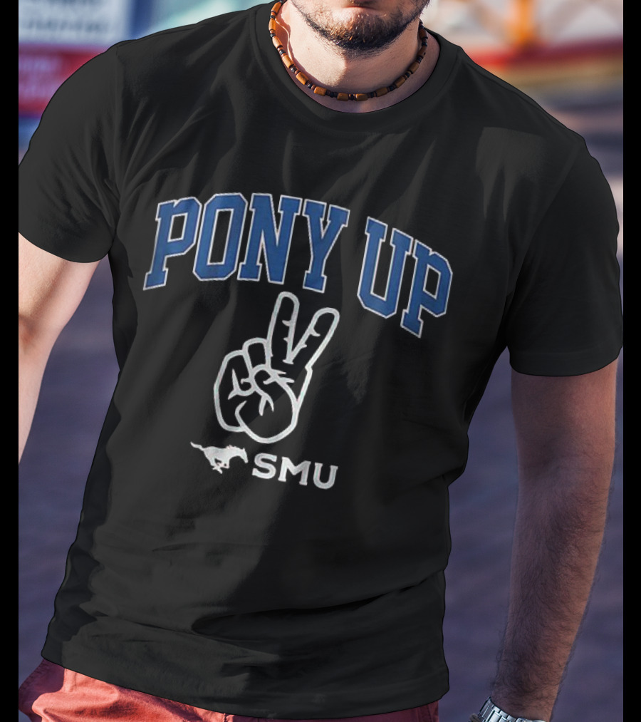 PONY UP SMU Peace Sign Mustang T-Shirt