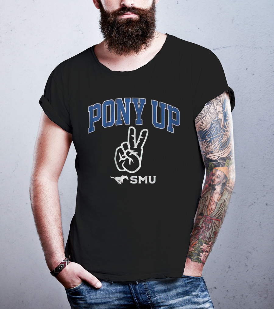 PONY UP SMU Peace Sign Mustang T-Shirt