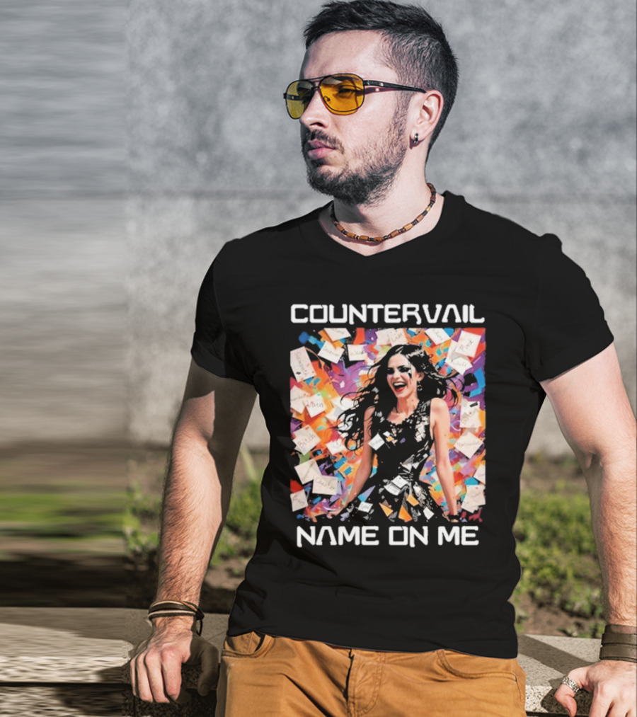 Countervail Name On Me Vibrant Collage Joyful Woman With Notes T-Shirt