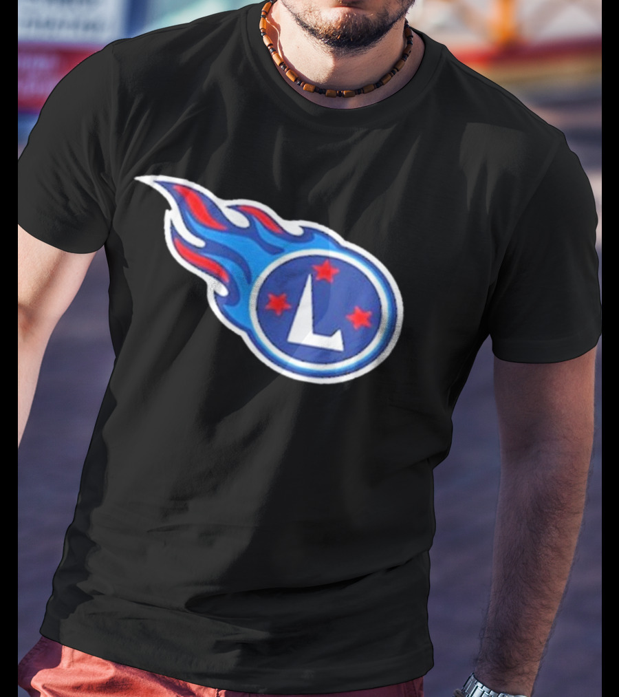 Funny Ahh Tees Tennessee Titans Fire L логотип T-Shirt