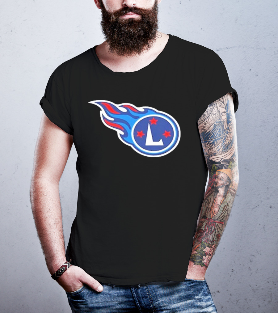 Funny Ahh Tees Tennessee Titans Fire L логотип T-Shirt