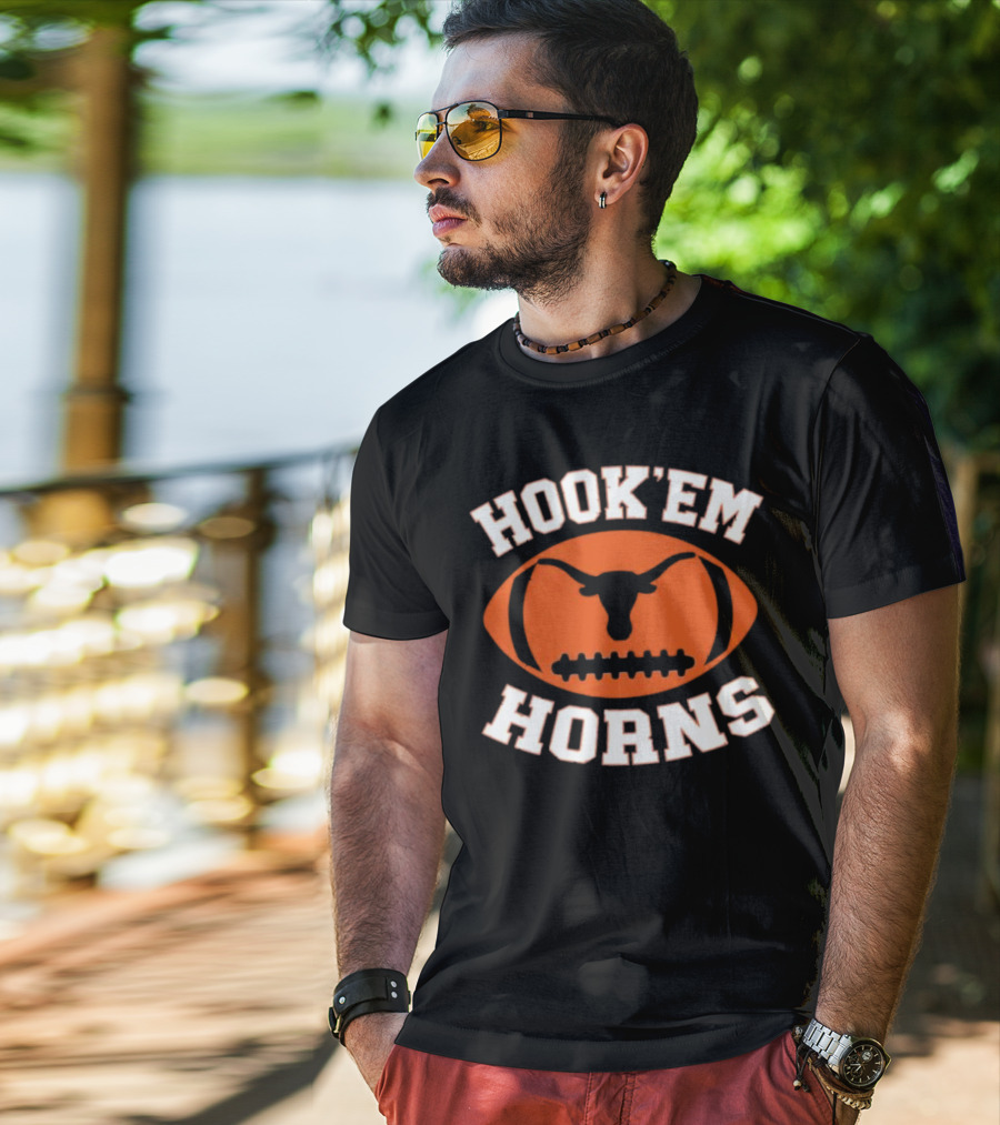 Hook’em Horns Texas Longhorns Football Team Orange T-Shirt