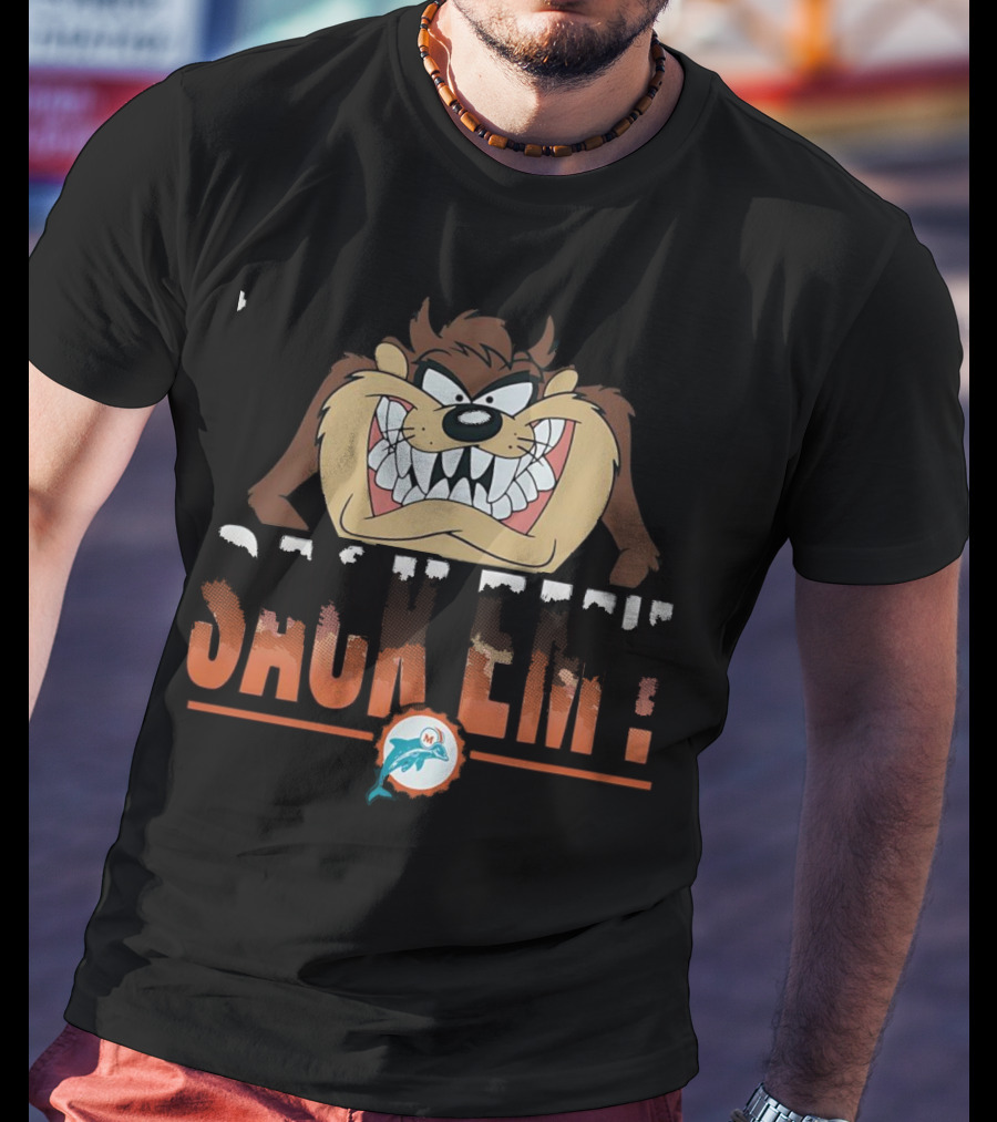Looney Tunes Taz Miami Dolphins Sack Em T-Shirt