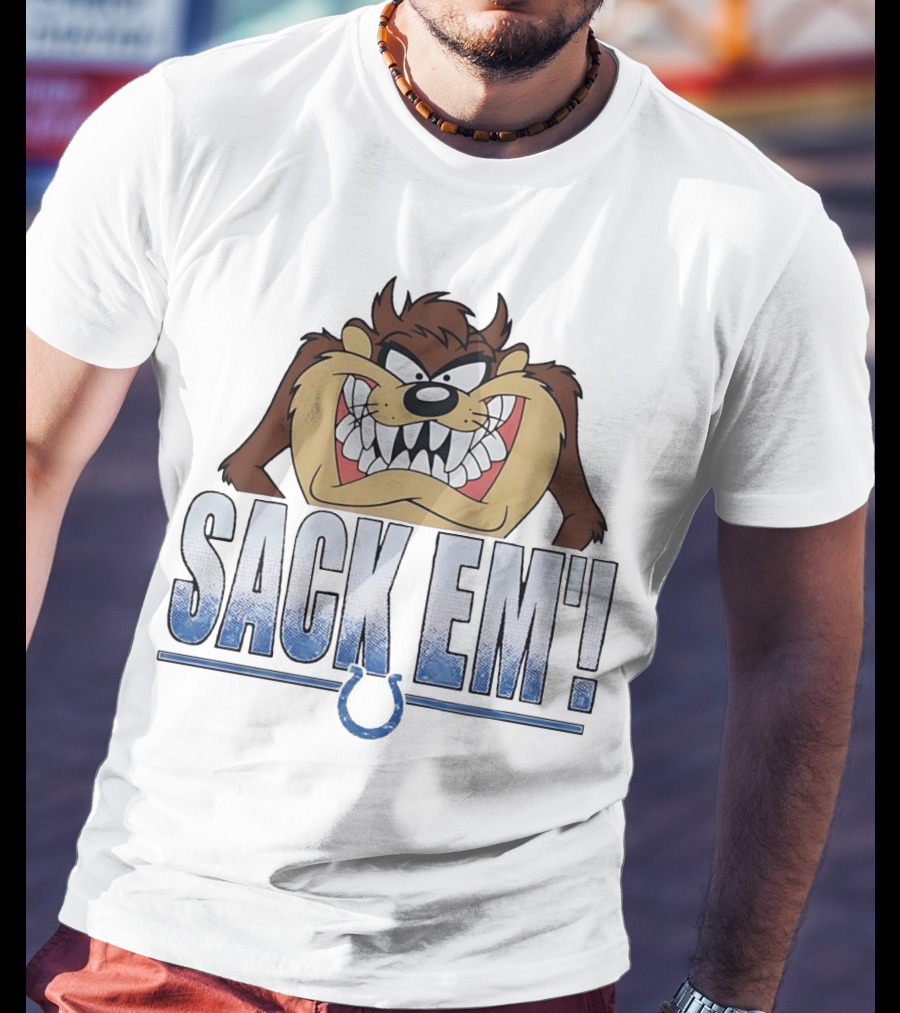 Looney Tunes Taz Sack Em Indianapolis Colts Football Fan Gear T-Shirt