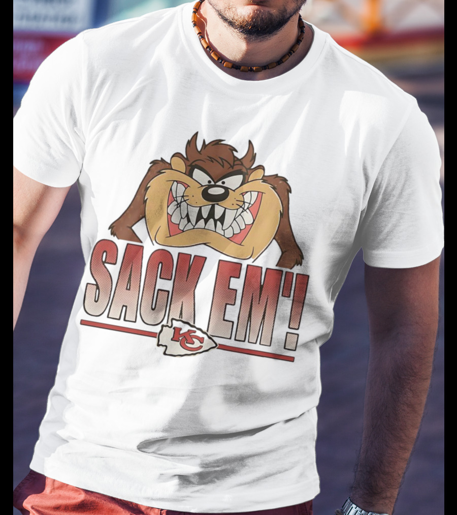 Looney Tunes Taz Kansas City Chiefs Sack 'Em KC T-Shirt