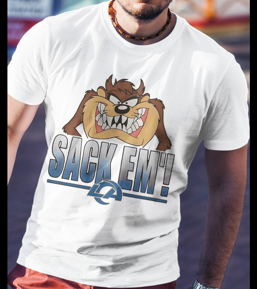 Looney Tunes Taz Sack Em LA Los Angeles Rams T-Shirt