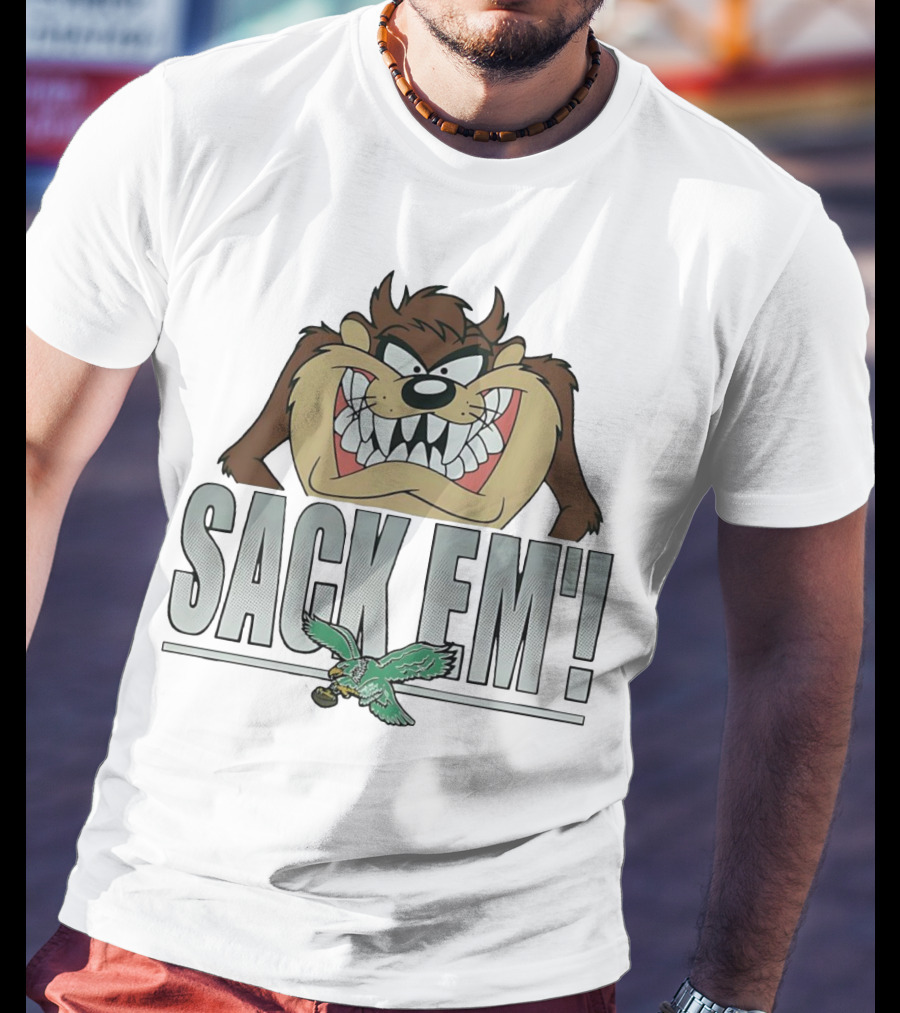 Looney Tunes Taz Sack Em Philadelphia Eagles T-Shirt