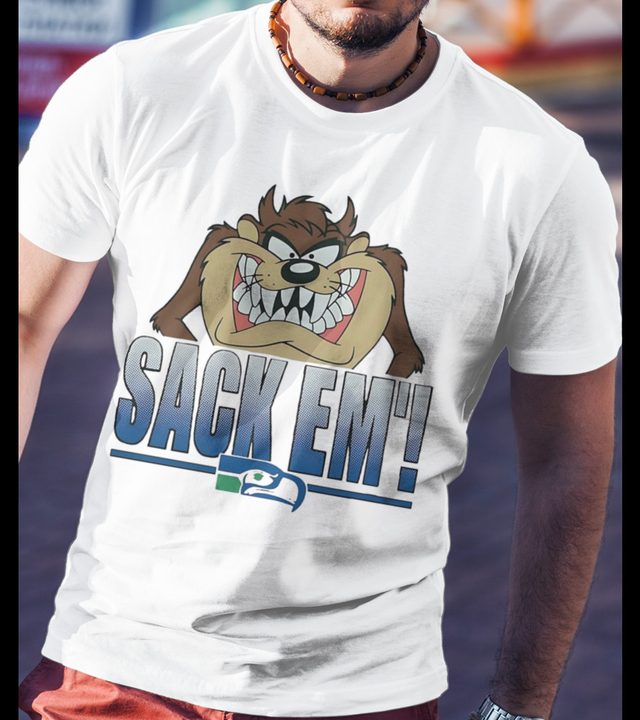 Looney Tunes Taz Sack Em Seattle Seahawks T-Shirt