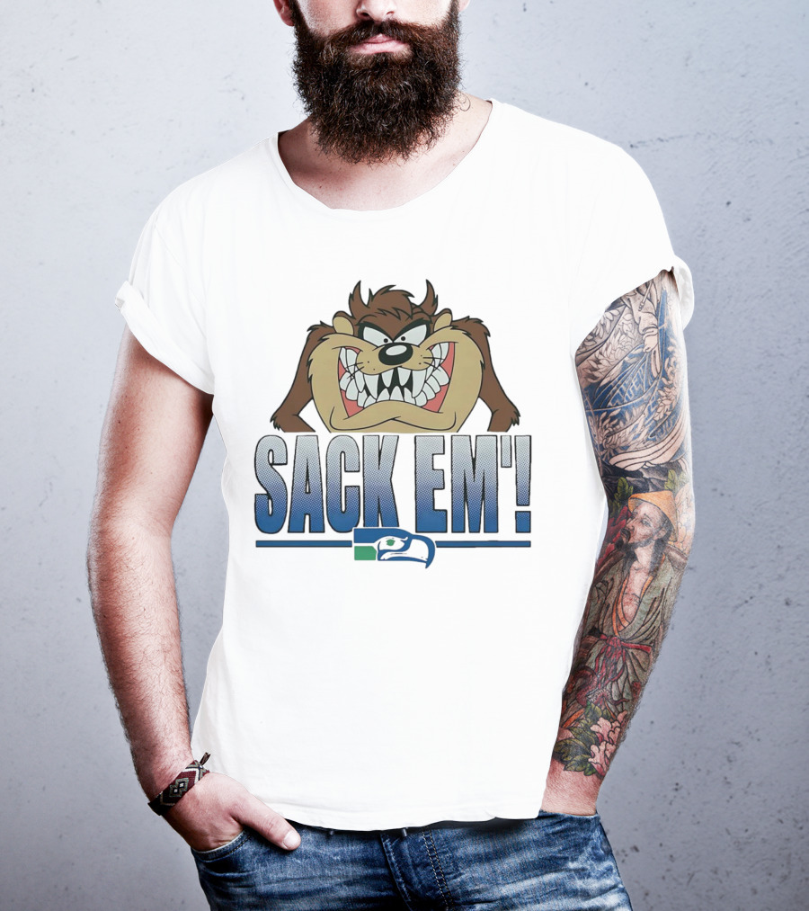 Looney Tunes Taz Sack Em Seattle Seahawks T-Shirt