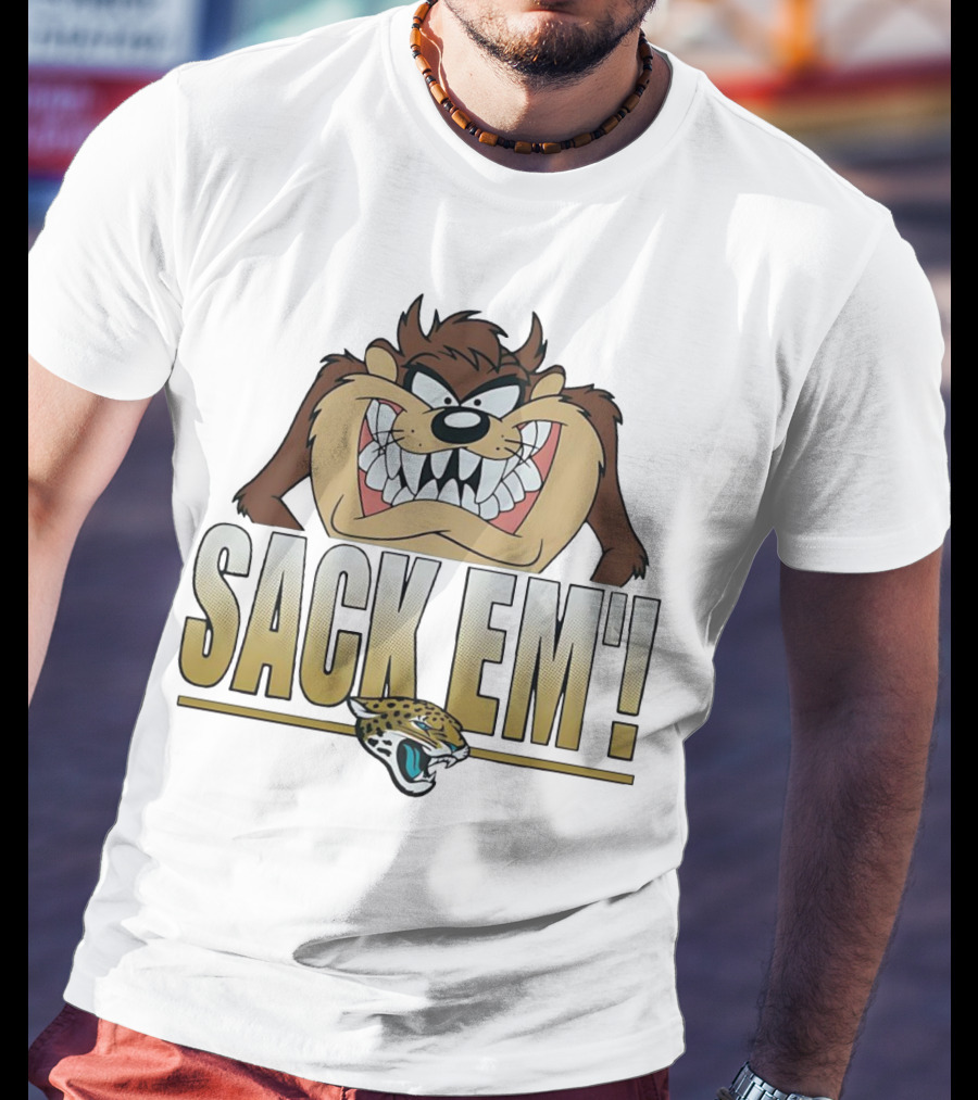 Looney Tunes Taz Sack Em Jacksonville Jaguars T-Shirt