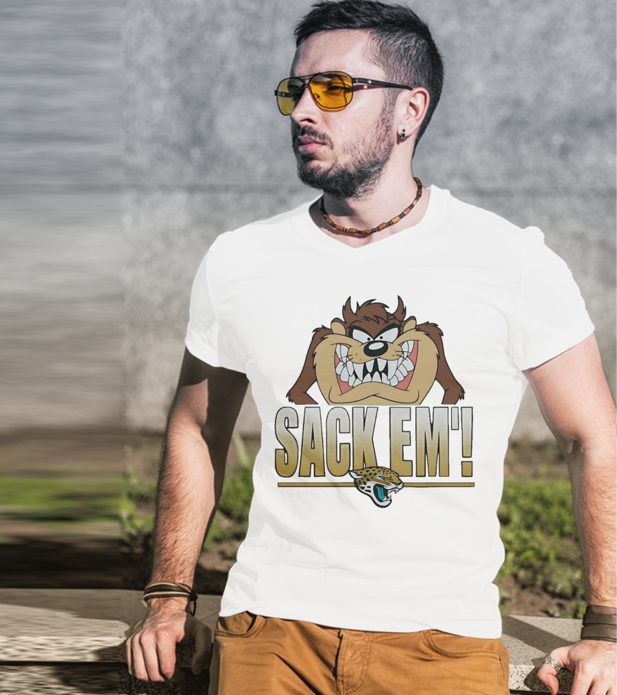 Looney Tunes Taz Sack Em Jacksonville Jaguars T-Shirt