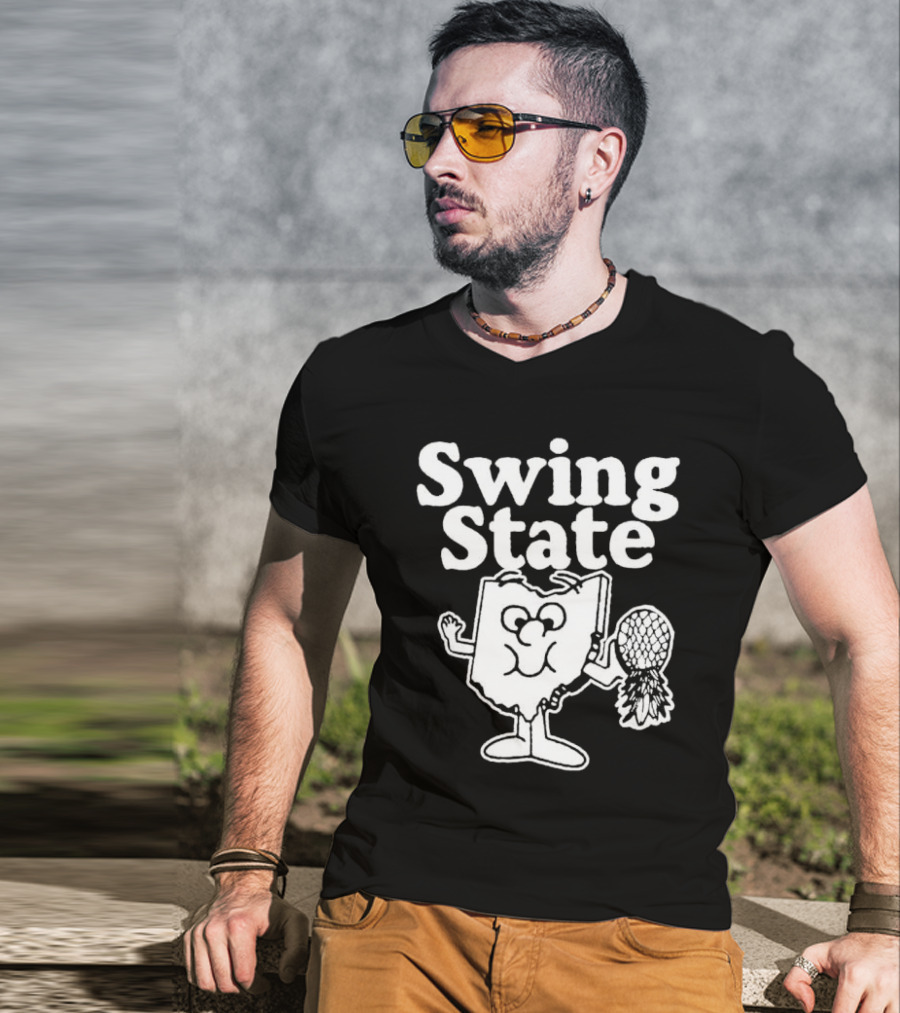 Swing State Ohio Character With Buckeye Helmet T-Shirt