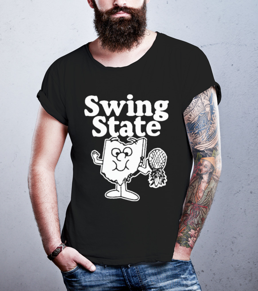 Swing State Ohio Character With Buckeye Helmet T-Shirt