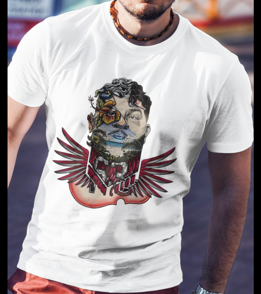 Trystan Colon Arizona Cardinals Herencia Latina Artful Portrait With Floral And Wing Elements T-Shirt