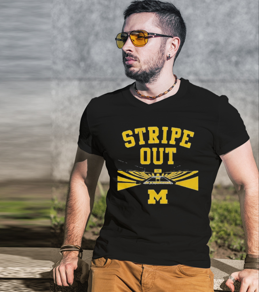 Stripe Out Big House Michigan Wolverines T-Shirt