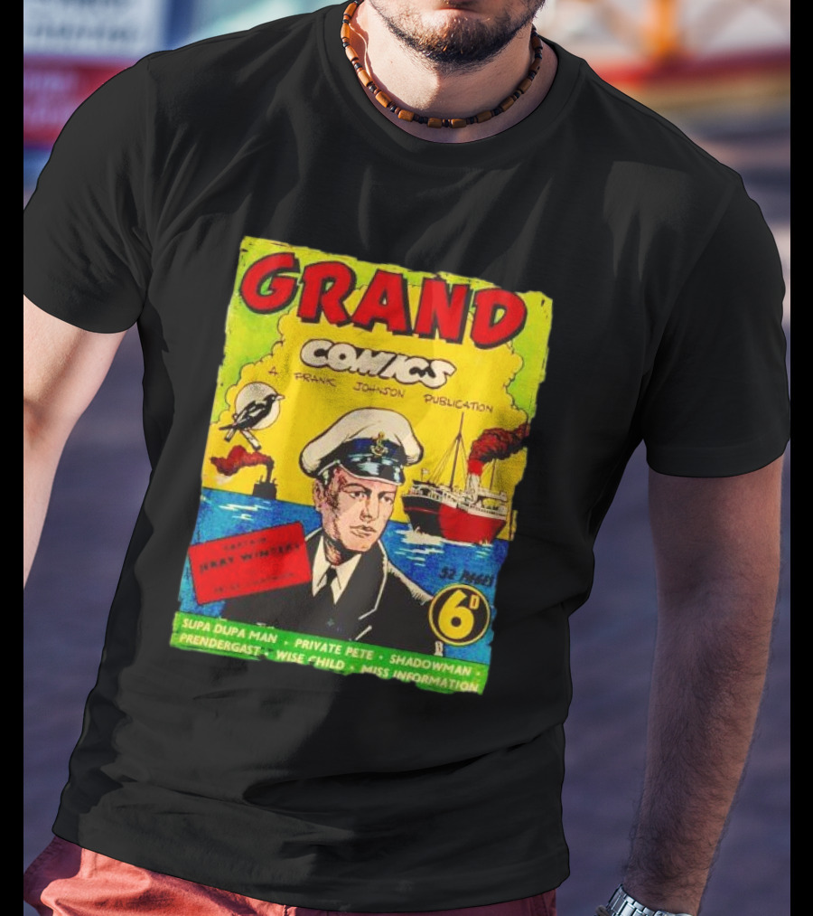 Grand Comics No 52 Captain Jerry Winters Bird Ship Supa Dupa Man Shadowman Prendergast Miss Information T-Shirt