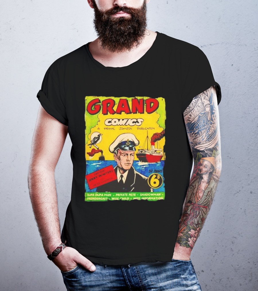 Grand Comics No 52 Captain Jerry Winters Bird Ship Supa Dupa Man Shadowman Prendergast Miss Information T-Shirt
