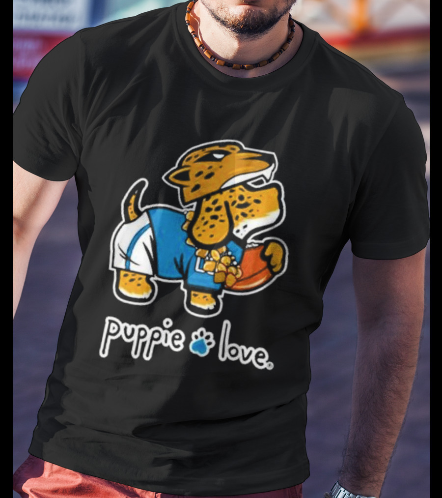 Jacksonville Jaguars Puppie Love Mascot Pup Football Fan T-Shirt