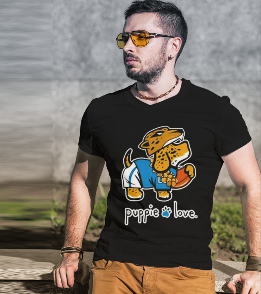 Jacksonville Jaguars Puppie Love Mascot Pup Football Fan T-Shirt