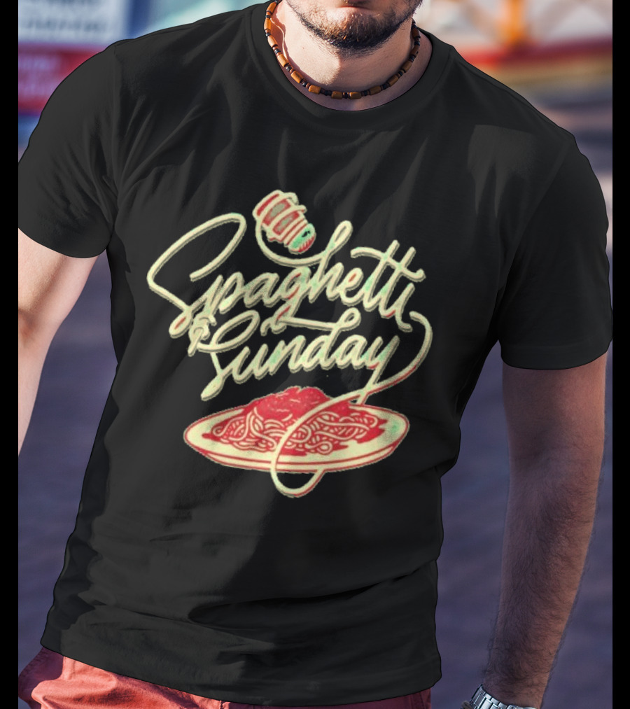 Spaghetti Sunday Pasta Dish With Fork And Plate T-Shirt
