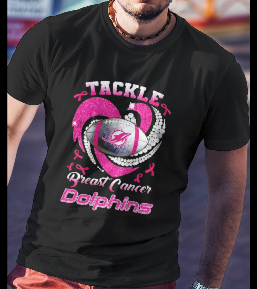 Tackle Breast Cancer Dolphins Football Awareness T-Shirt