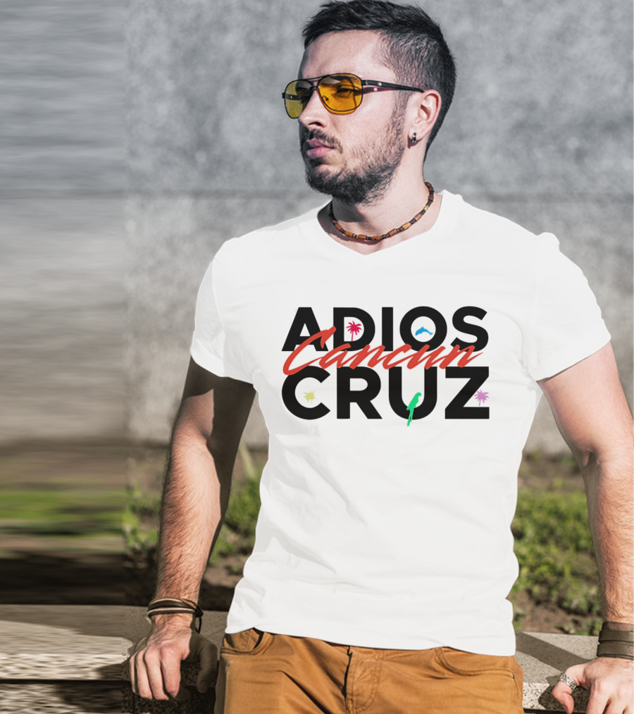 Adios Cancun Cruz Tropical Palms And Waves T-Shirt
