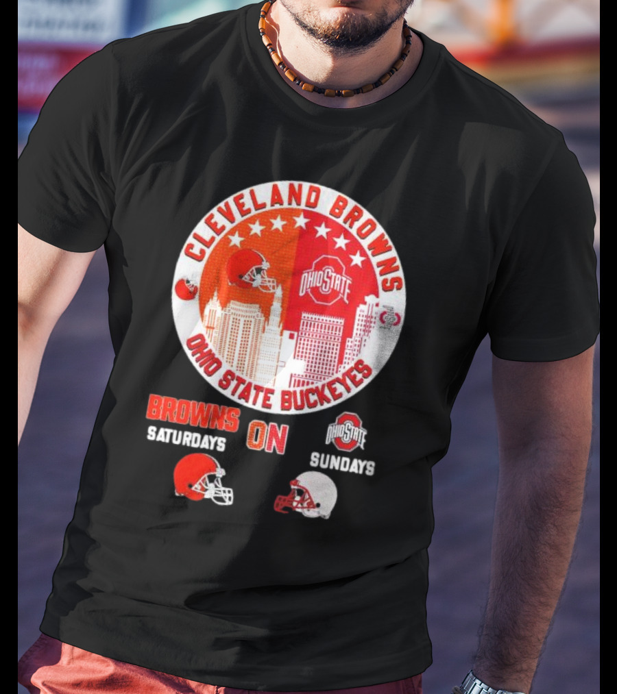 Cleveland Browns Ohio State Buckeyes Saturdays Sundays Circle City T-Shirt