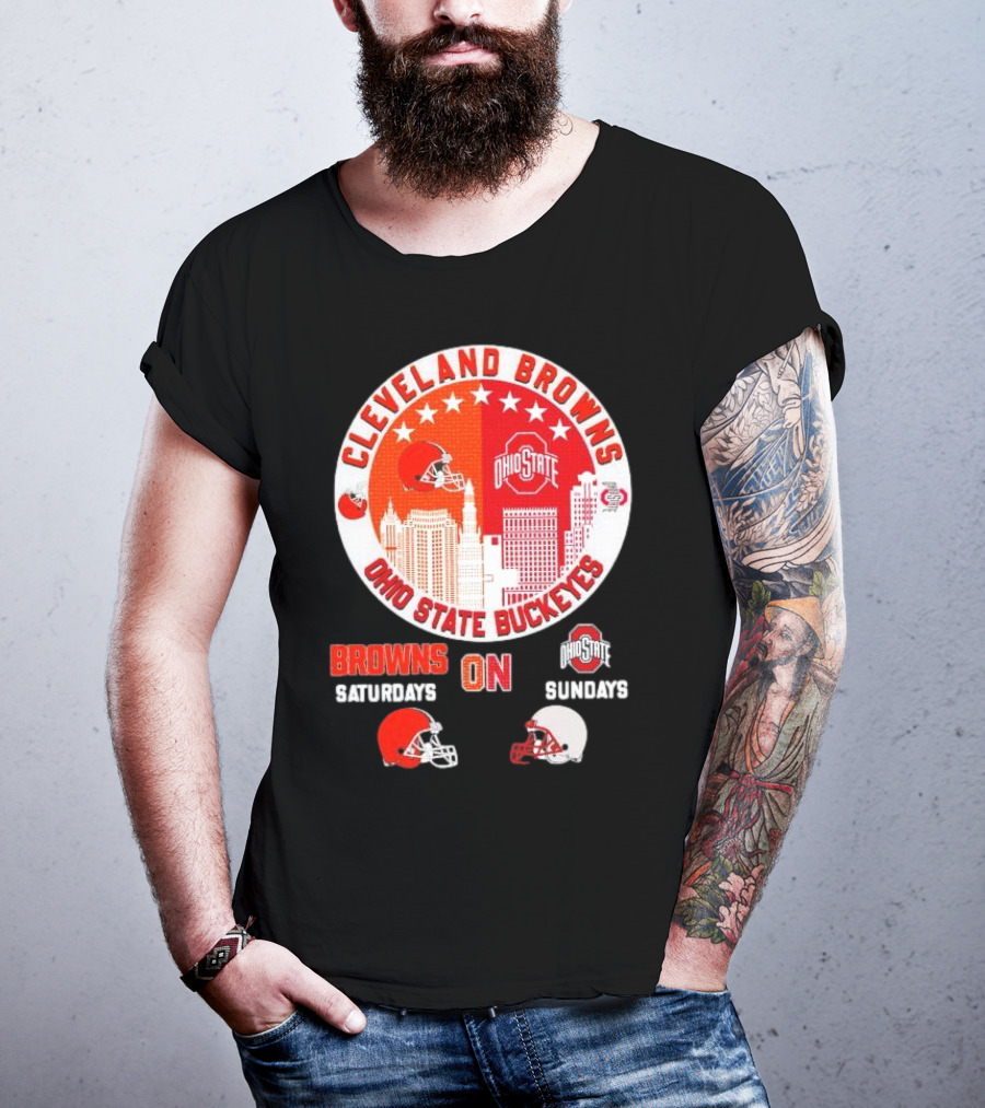 Cleveland Browns Ohio State Buckeyes Saturdays Sundays Circle City T-Shirt
