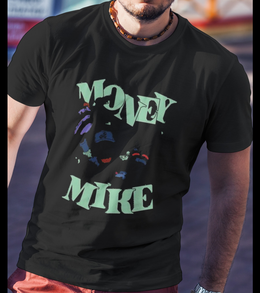 Money Mike Atlanta Braves Caricature Baseball Player With Dollars T-Shirt