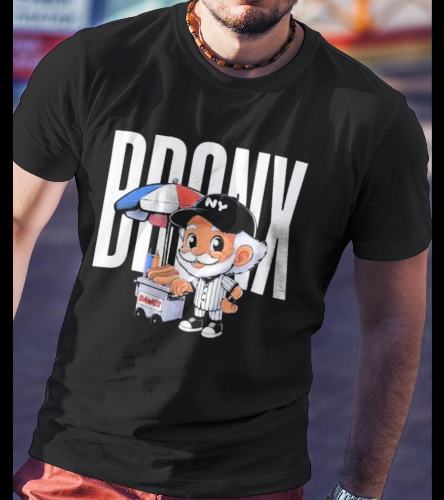 BRONX NY Dawgs Baseball Character Hot Dog Cart T-Shirt