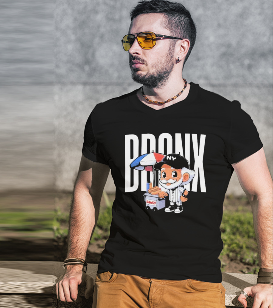 BRONX NY Dawgs Baseball Character Hot Dog Cart T-Shirt