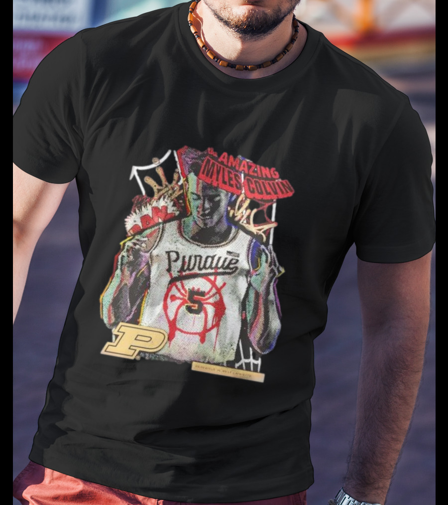 The Amazing Myles Colvin Purdue Boilermakers Spider-Man Mashup T-Shirt