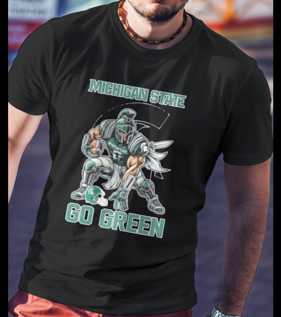 Michigan State Spartans Go Green Football Mascot T-Shirt
