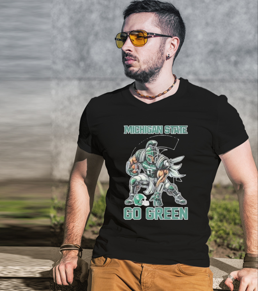 Michigan State Spartans Go Green Football Mascot T-Shirt