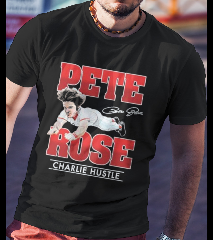 Pete Rose Charlie Hustle Diving Player T-Shirt