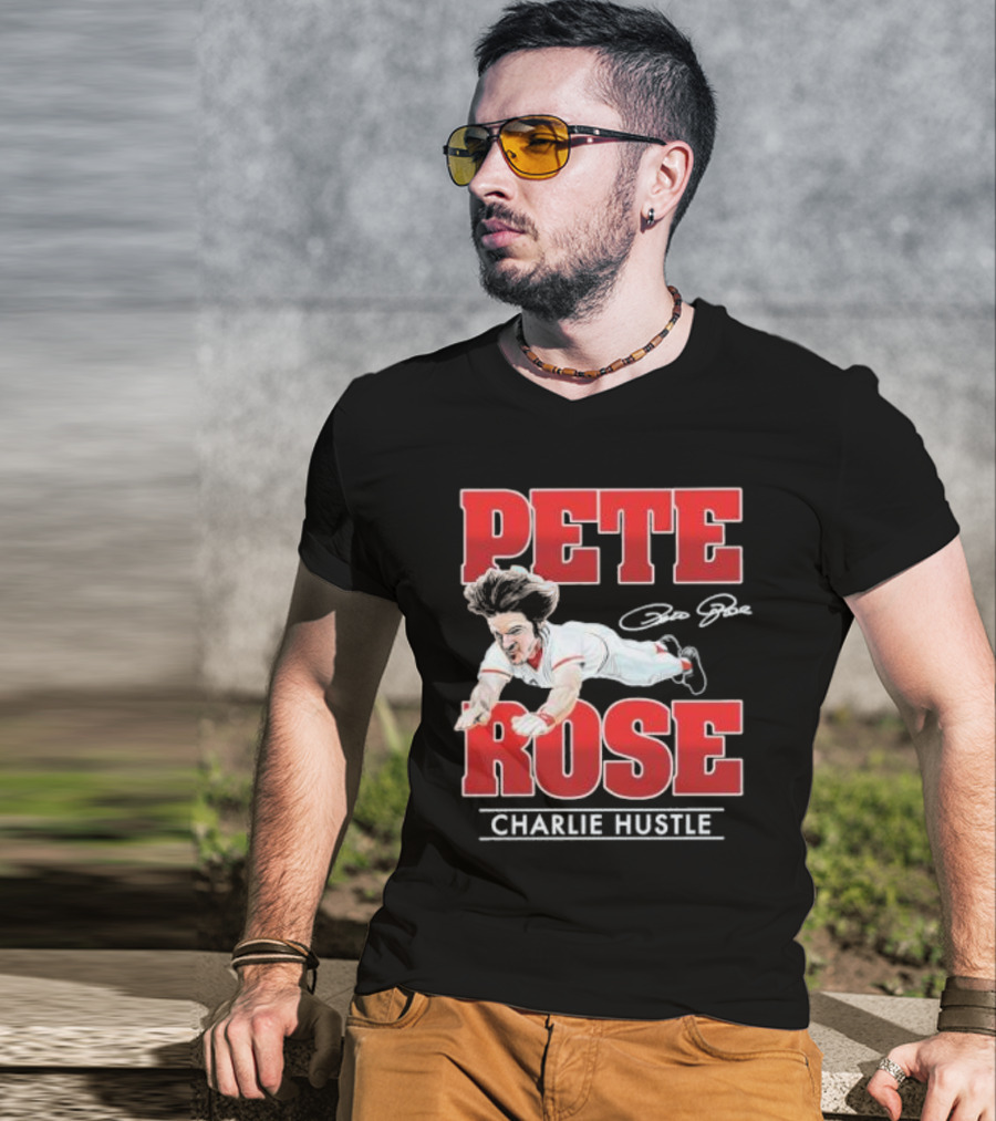 Pete Rose Charlie Hustle Diving Player T-Shirt
