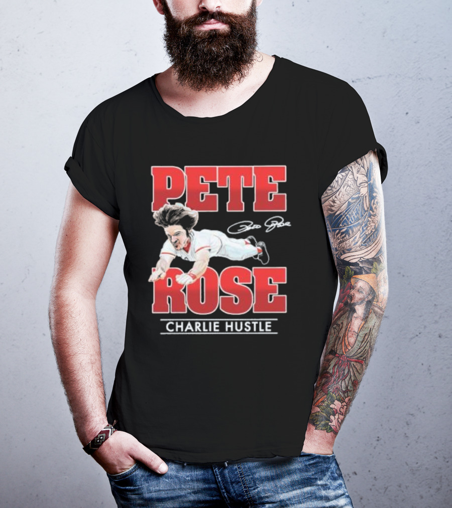 Pete Rose Charlie Hustle Diving Player T-Shirt