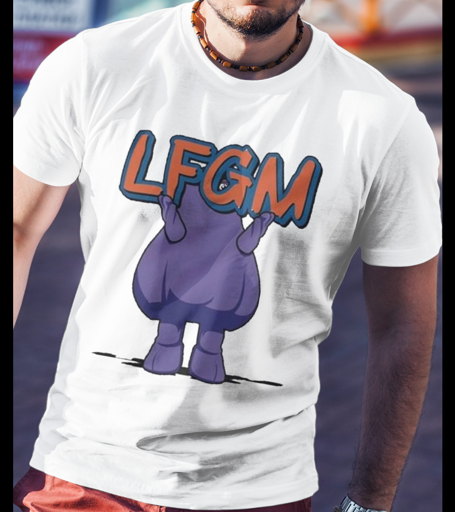 Grimace LFGM New York Mets Character Holding Letters T-Shirt