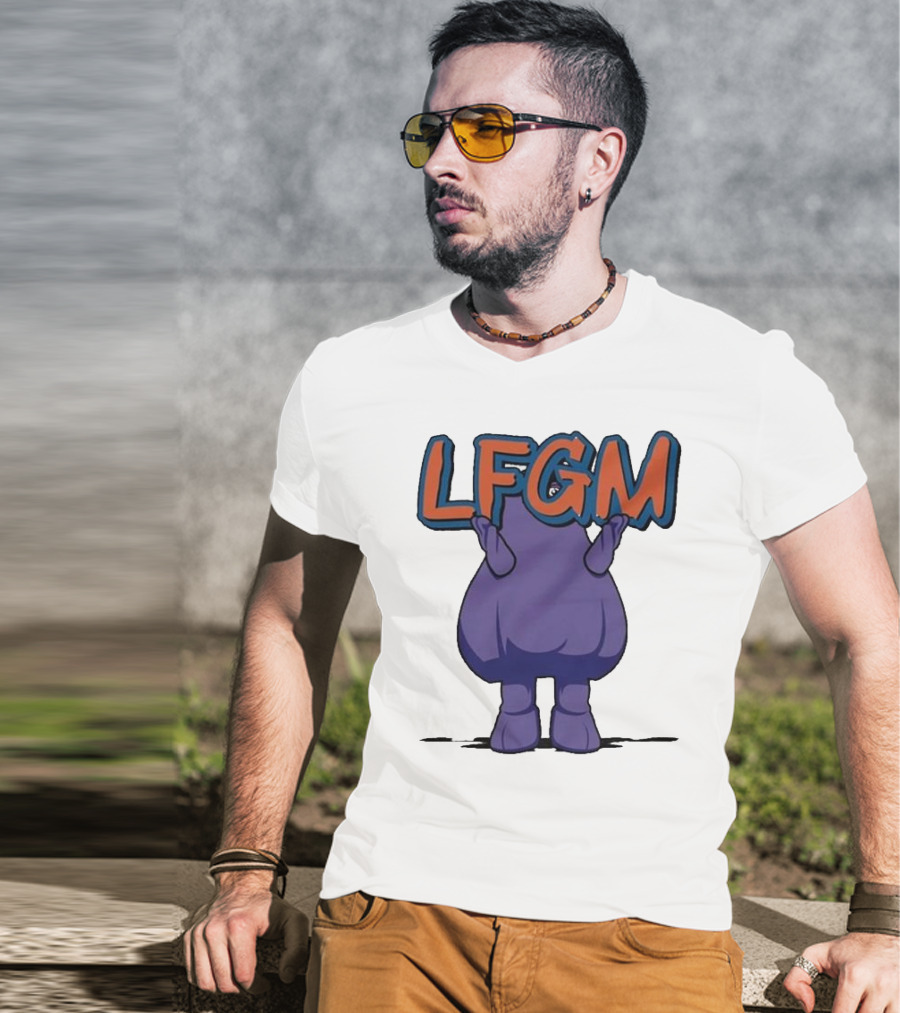 Grimace LFGM New York Mets Character Holding Letters T-Shirt