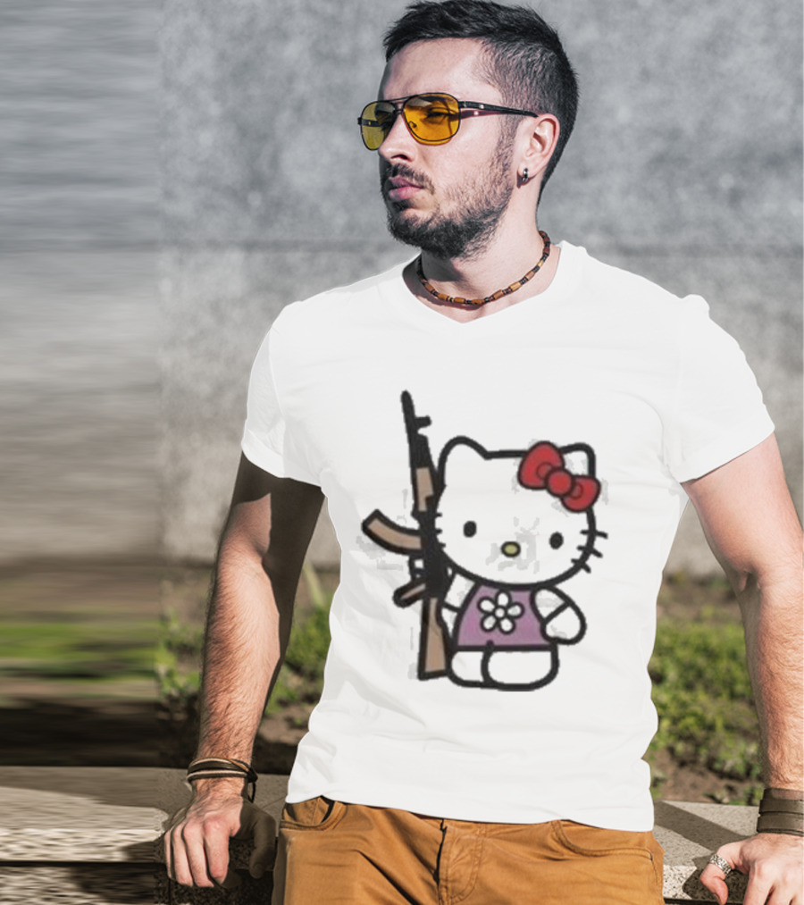 Hello Kitty Holding AK-47 Rifle T-Shirt