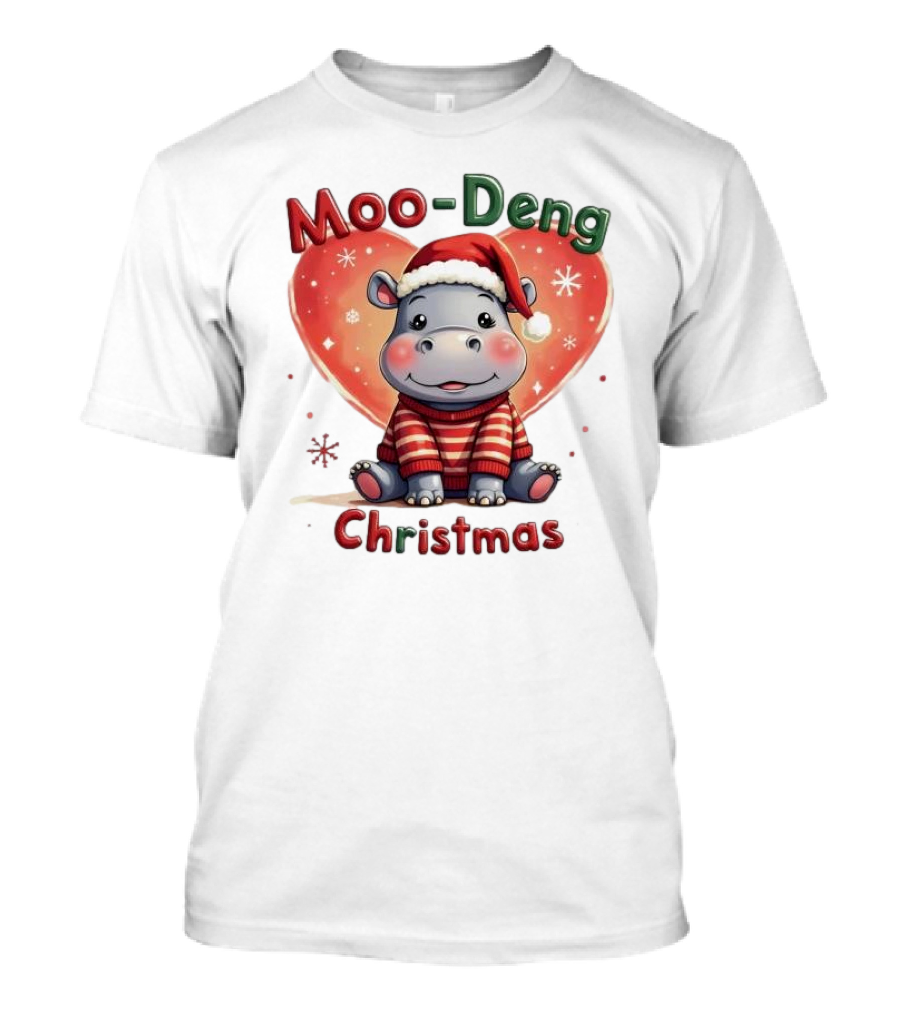 Moo-Deng Hippo Santa Christmas T-Shirt