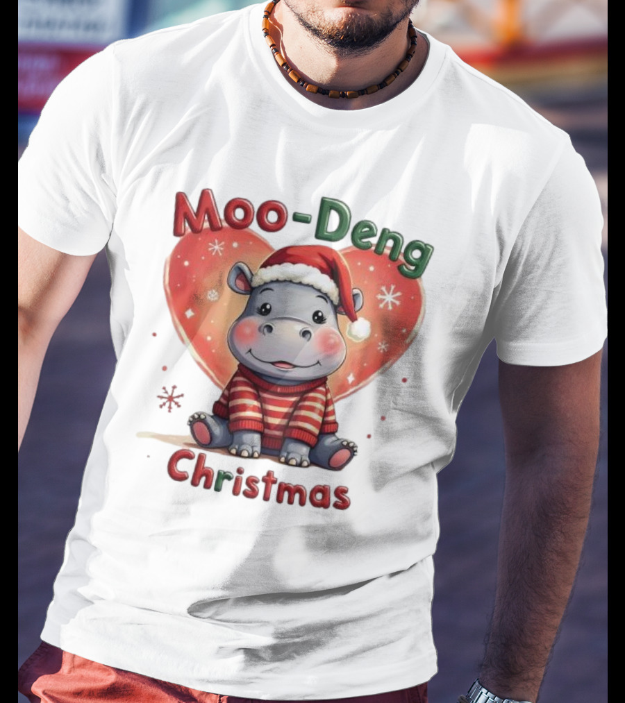 Moo-Deng Hippo Santa Christmas T-Shirt