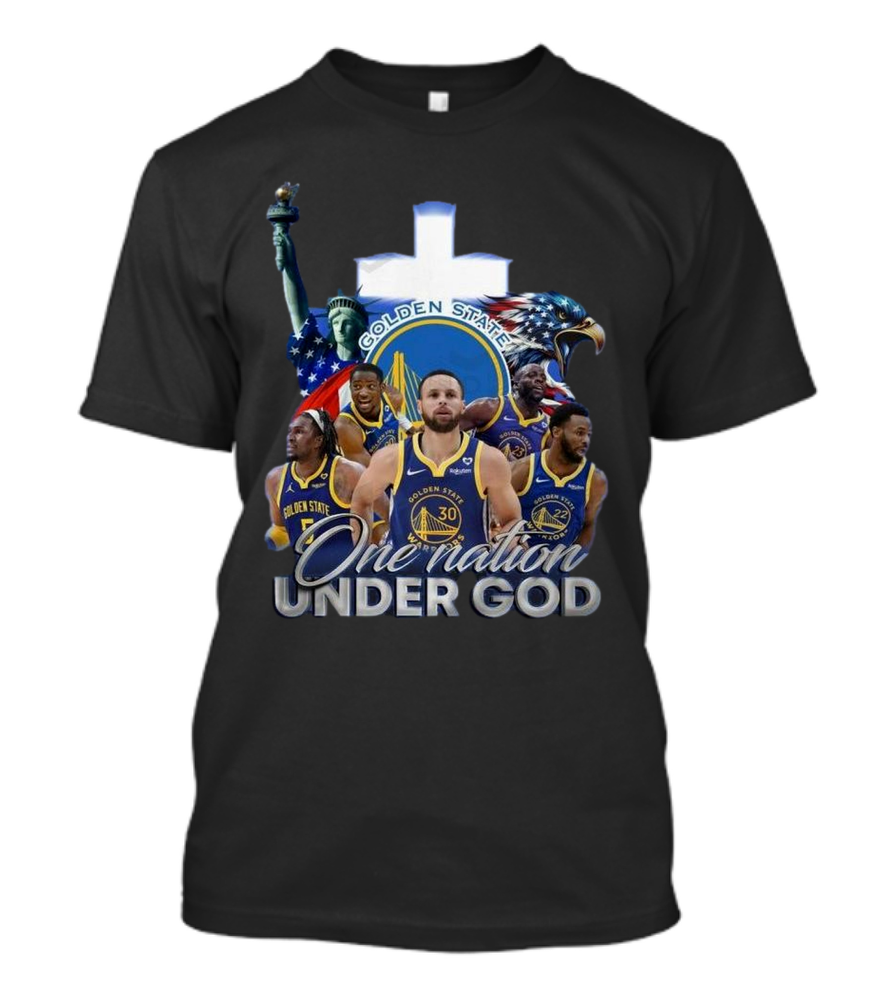 Golden State Warriors One Nation Under God Statue Of Liberty Eagle T-Shirt